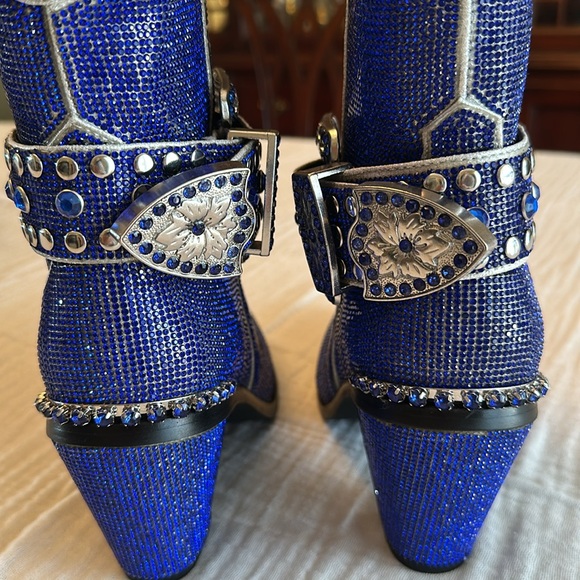 New Super Rare Dolls Kill Sheriff Shine Cowboy Boots - Blue Bling - Picture 7 of 10